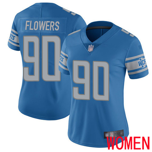 Detroit Lions Limited Blue Women Trey Flowers Home Jersey NFL Football #90 Vapor Untouchable